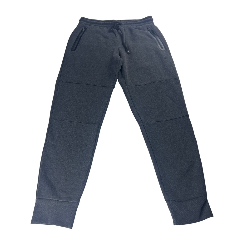 RBX Mens Charcoal Gray Activewear Jogger Pants Size Medium Zip Pockets Fleece